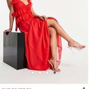 ASOS Design Red Ruffle Maxi Dress sold out size 6